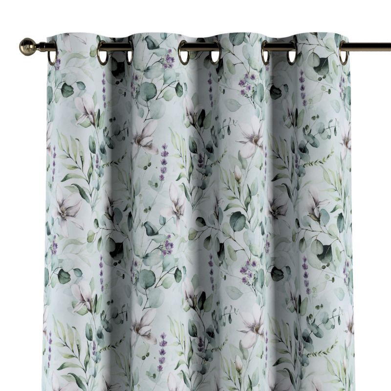 Zasłona na kółkach Dekoria 130x245 cm Flowers magnolie na miętowym tle 1 szt.