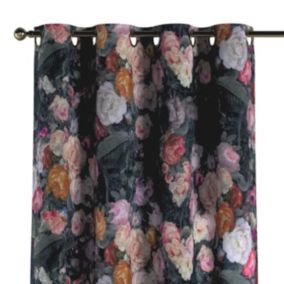 Zasłona na kółkach Dekoria 130x245 cm Gardenia wielobarwne kwiaty na ciemnym tle 1 szt.