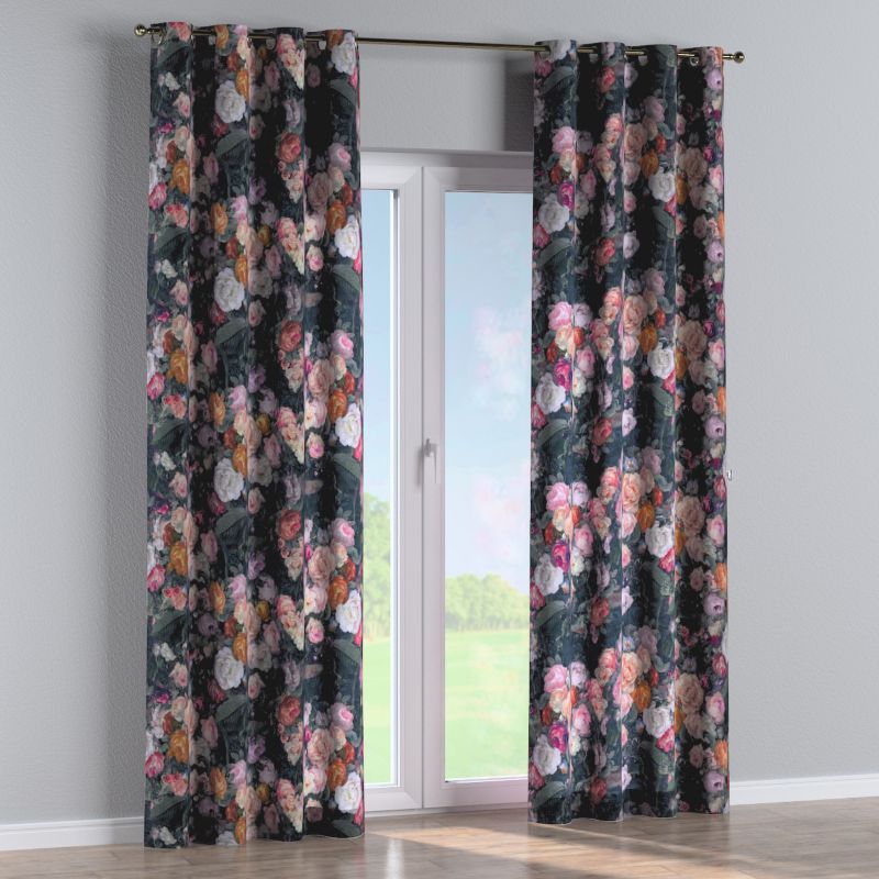 Zasłona na kółkach Dekoria 130x245 cm Gardenia wielobarwne kwiaty na ciemnym tle 1 szt.