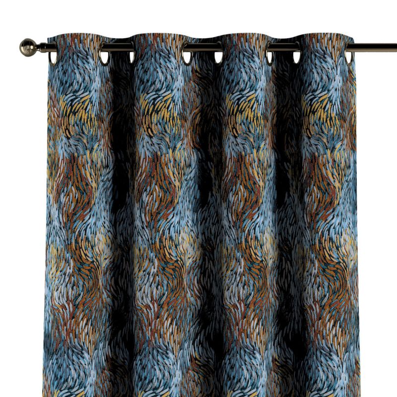 Zasłona na kółkach Dekoria 130x245 cm Intenso Premium abstrakcyjny niebiesko-pomarańczowy wzór 1 szt.