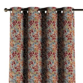 Zasłona na kółkach Dekoria 130x245 cm Intenso Premium kolorowe drobne kwiaty na beżowym tle 1 szt.