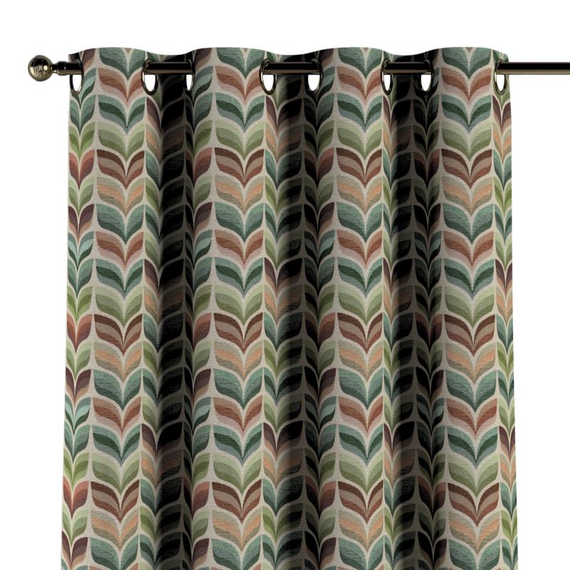 Zasłona na kółkach Dekoria 130x245 cm Intenso Premium zielono-beżowy motyw roślinny 1 szt.