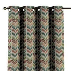Zasłona na kółkach Dekoria 130x245 cm Intenso Premium zielono-beżowy motyw roślinny 1 szt.
