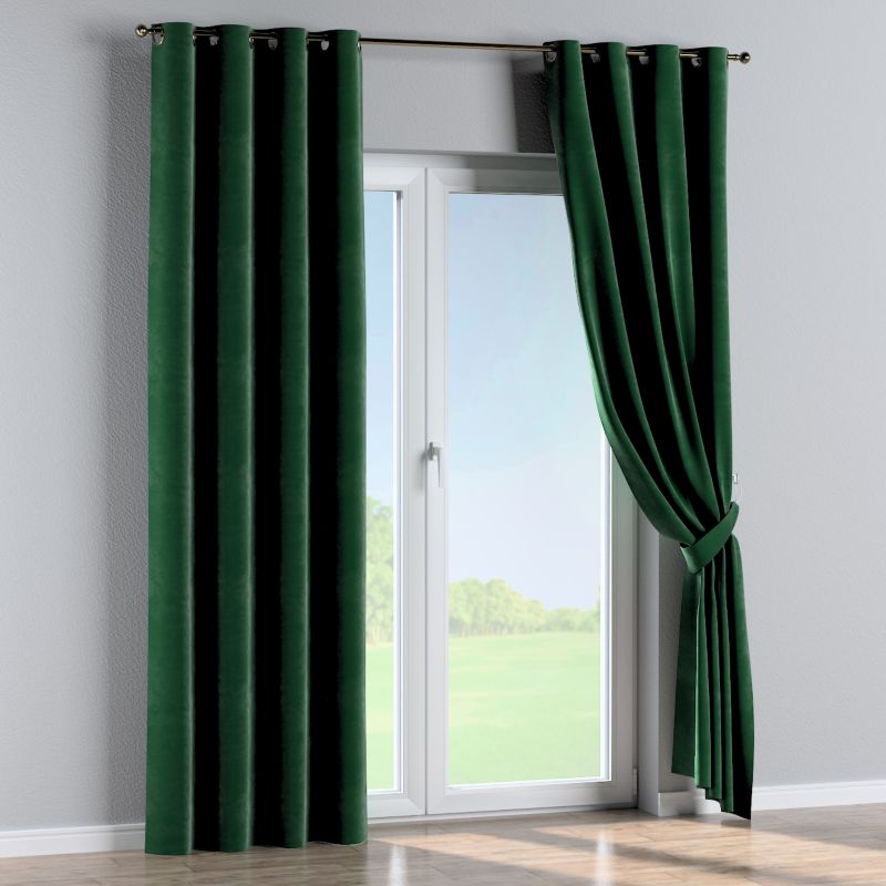 Zasłona na kółkach Dekoria 130x245 cm Velvet butelkowa zieleń 1 szt.