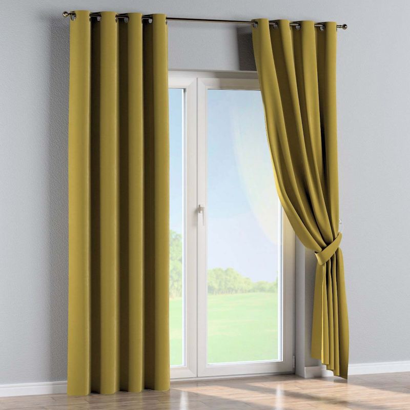 Zasłona na kółkach Dekoria 130x245 cm Velvet oliwkowy zielony 1 szt.