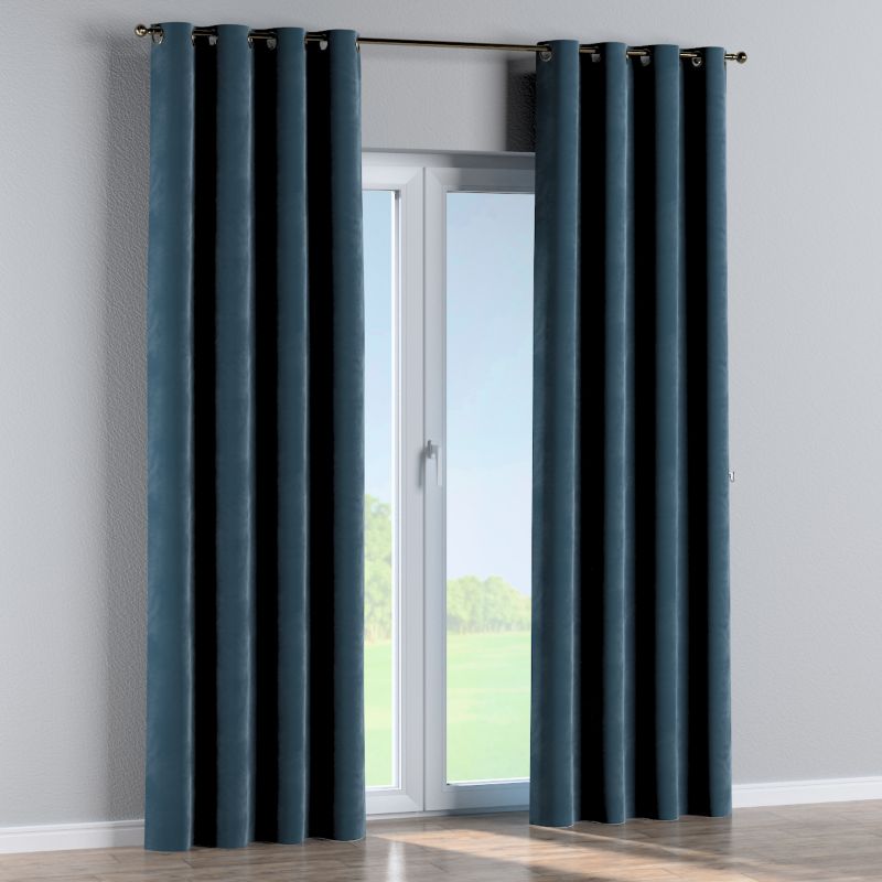 Zasłona na kółkach Dekoria 130x245 cm Velvet pruski błękit 1 szt.