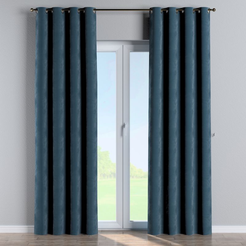Zasłona na kółkach Dekoria 130x245 cm Velvet pruski błękit 1 szt.