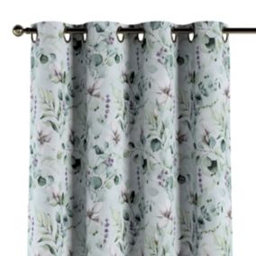 Zasłona na kółkach Dekoria 130x260 cm Flowers magnolie na miętowym tle 1 szt.