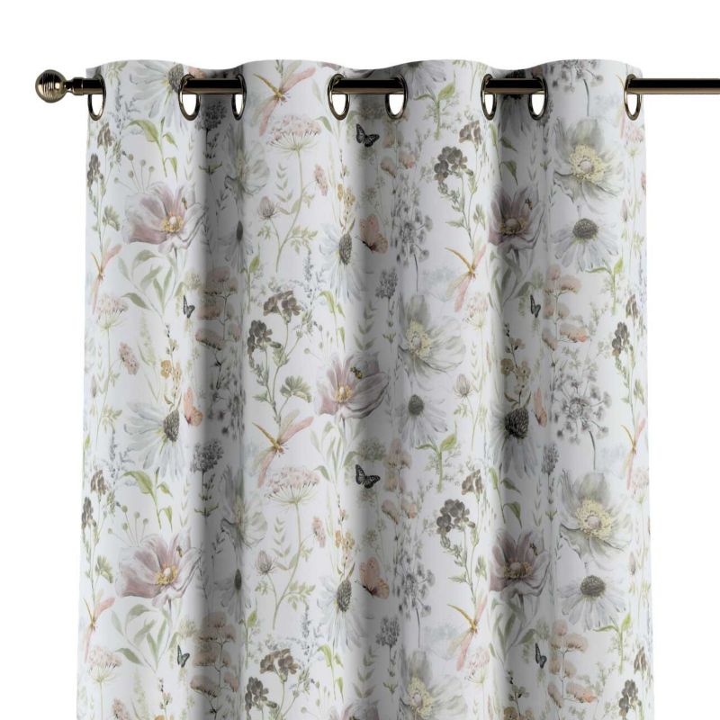 Zasłona na kółkach Dekoria 130x260 cm Gardenia pastelowe kwiaty na białym tle 1 szt.