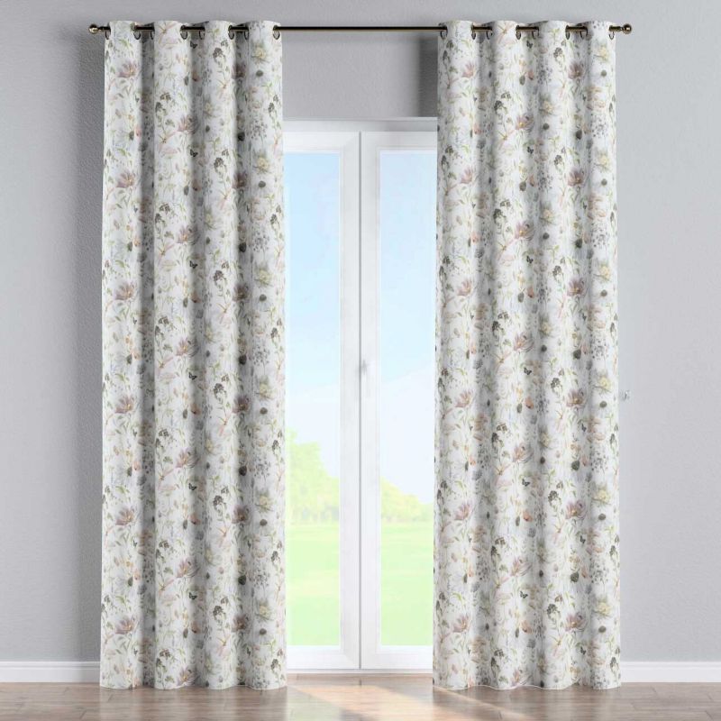Zasłona na kółkach Dekoria 130x260 cm Gardenia pastelowe kwiaty na białym tle 1 szt.