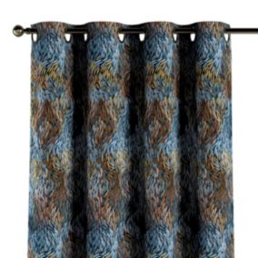 Zasłona na kółkach Dekoria 130x260 cm Intenso Premium abstrakcyjny niebiesko-pomarańczowy wzór 1 szt.