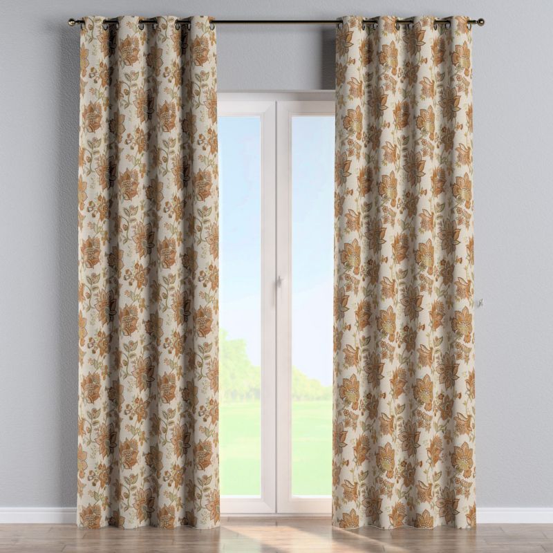 Zasłona na kółkach Dekoria 130x260 cm Intenso Premium beżowe kwiaty 1 szt.