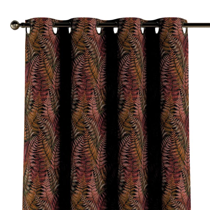 Zasłona na kółkach Dekoria 130x260 cm Intenso Premium bordowo-złote liście paproci 1 szt.