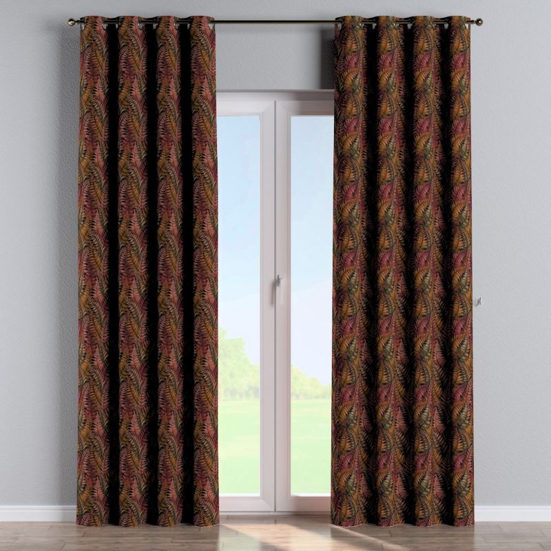 Zasłona na kółkach Dekoria 130x260 cm Intenso Premium bordowo-złote liście paproci 1 szt.