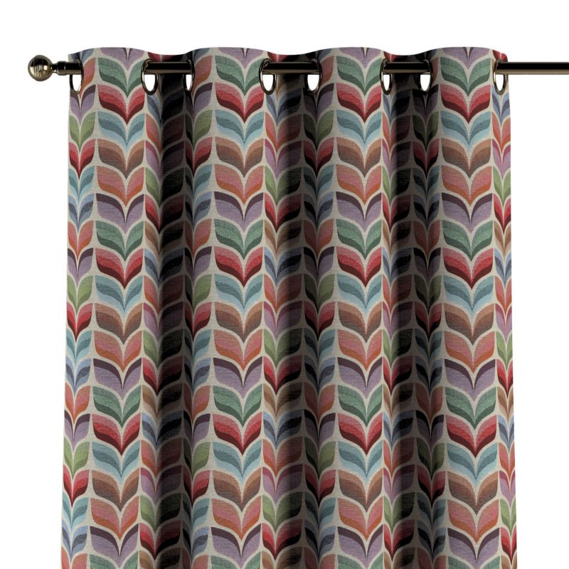 Zasłona na kółkach Dekoria 130x260 cm Intenso Premium różowo-niebieski motyw roślinny 1 szt.