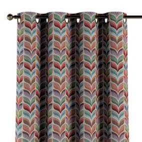 Zasłona na kółkach Dekoria 130x260 cm Intenso Premium różowo-niebieski motyw roślinny 1 szt.