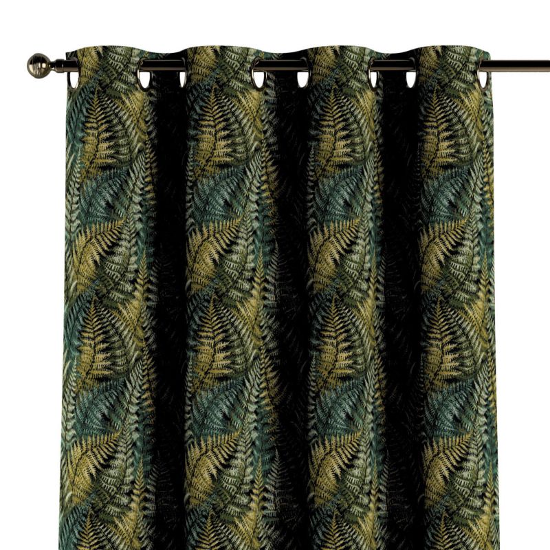 Zasłona na kółkach Dekoria 130x260 cm Intenso Premium zielone liście paproci 1 szt.