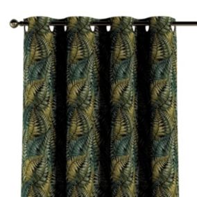 Zasłona na kółkach Dekoria 130x260 cm Intenso Premium zielone liście paproci 1 szt.