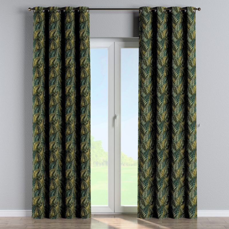 Zasłona na kółkach Dekoria 130x260 cm Intenso Premium zielone liście paproci 1 szt.