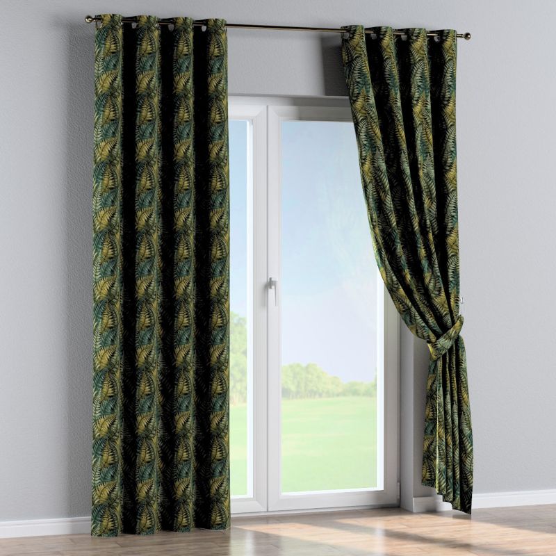 Zasłona na kółkach Dekoria 130x260 cm Intenso Premium zielone liście paproci 1 szt.