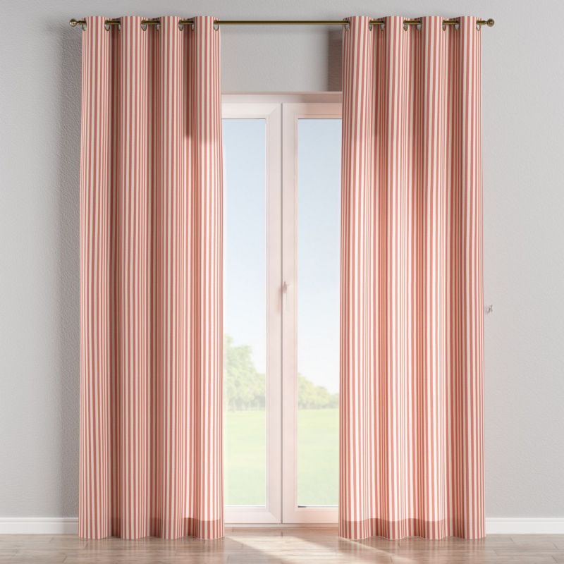Zasłona na kółkach Dekoria 130x260 cm Quadro 1,5 cm czerwono-białe pasy 1 szt.