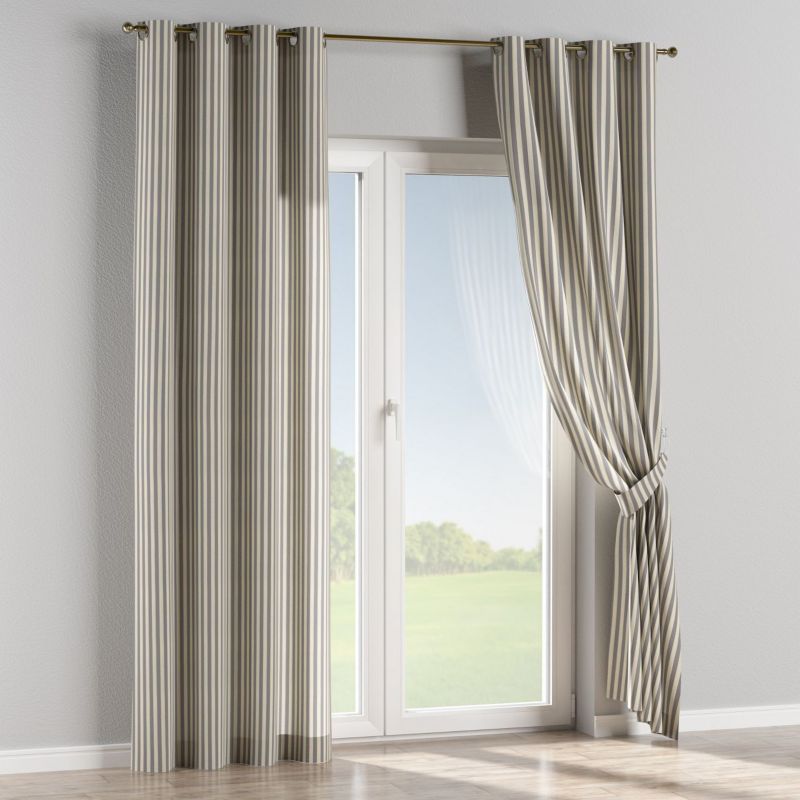 Zasłona na kółkach Dekoria 130x260 cm Quadro 1,5 cm granatowo-białe pasy 1 szt.