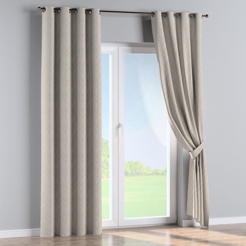Zasłona na kółkach Dekoria 130x260 cm Sunny beżowo-kremowe geometryczne wzory 1 szt.