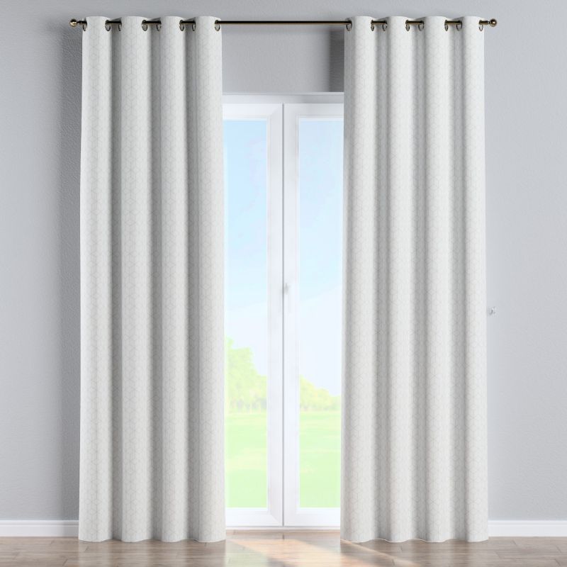 Zasłona na kółkach Dekoria 130x260 cm Sunny wzór sześcianów na białym tle 1 szt.
