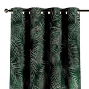 Zasłona na kółkach Dekoria 130x260 cm Velvet liscie na zielonym tle 1 szt.
