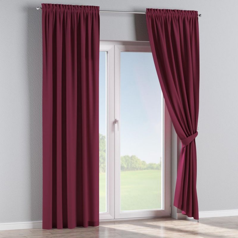 Zasłona na kanale z grzywką 1 szt. 130 x 245 cm Dekoria plum (śliwkowy) 1 szt.