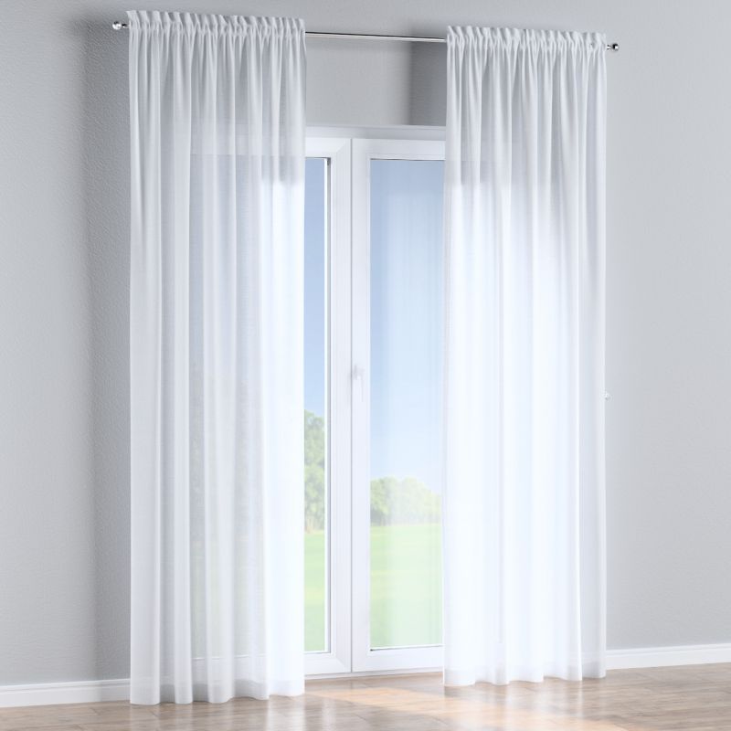 Zasłona na kanale z grzywką 1 szt. 130 x 260 cm Dekoria prześwitujący biały 1 szt.