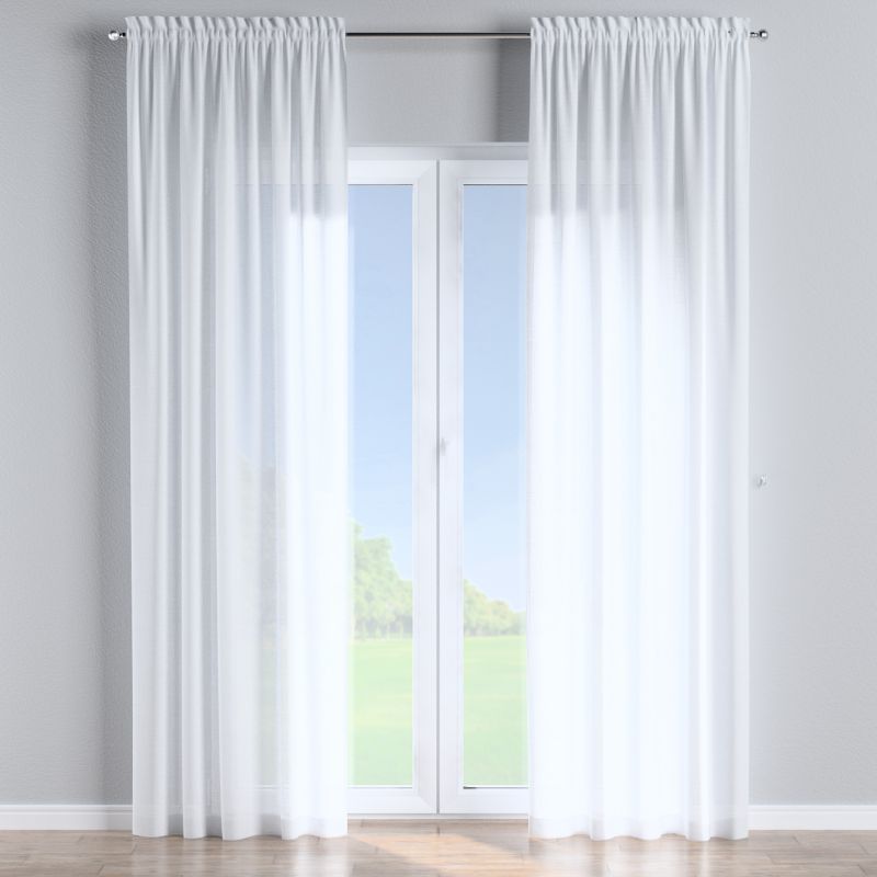 Zasłona na kanale z grzywką 1 szt. 130 x 260 cm Dekoria prześwitujący biały 1 szt.