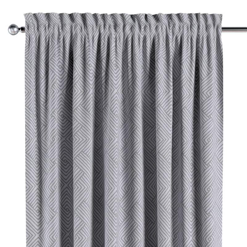 Zasłona na kanale z grzywką 1 szt. 130 x 260 cm Dekoria szare wzory geometryczne 1 szt.