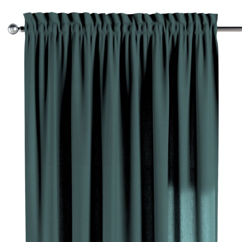 Zasłona na kanale z grzywką 1 szt. 130 x 260 cm Dekoria zgaszona szmaragdowa zieleń 1 szt.