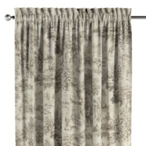 Zasłona na kanale z grzywką Dekoria 130x245 cm Avinon scenki rodzajowe w kolorze beżowym na tle ecru 1 szt.