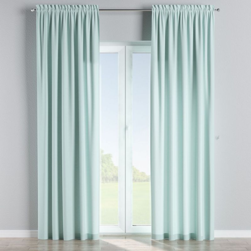 Zasłona na kanale z grzywką Dekoria 130x245 cm Cotton Panama pastelowy błękit 1 szt.