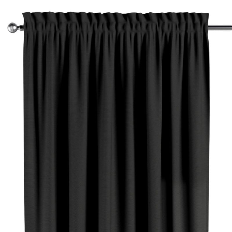 Zasłona na kanale z grzywką Dekoria 130x245 cm Cotton Panama Shadow grey grafitowy 1 szt.