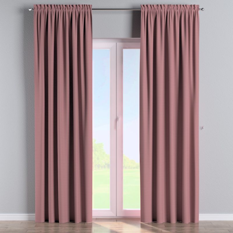 Zasłona na kanale z grzywką Dekoria 130x245 cm Cotton Panama zgaszony róż 1 szt.