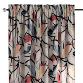 Zasłona na kanale z grzywką Dekoria 130x245 cm Eden różowo-szare motywy roślinne 1 szt.