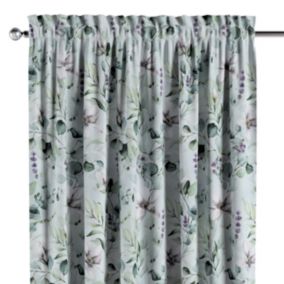 Zasłona na kanale z grzywką Dekoria 130x245 cm Flowers magnolie na miętowym tle 1 szt.