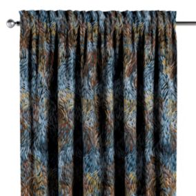 Zasłona na kanale z grzywką Dekoria 130x245 cm Intenso Premium abstrakcyjny niebiesko-pomarańczowy wzór 1 szt.