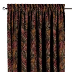 Zasłona na kanale z grzywką Dekoria 130x245 cm Intenso Premium bordowo-złote liście paproci 1 szt.