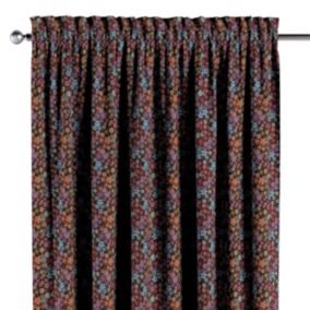 Zasłona na kanale z grzywką Dekoria 130x245 cm Intenso Premium kolorowe kwiaty na czarnym tle 1 szt.