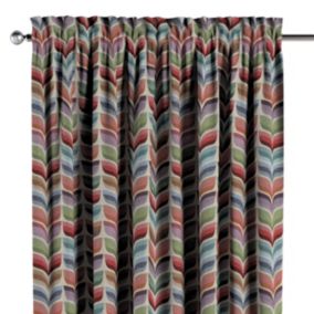 Zasłona na kanale z grzywką Dekoria 130x245 cm Intenso Premium różowo-niebieski motyw roślinny 1 szt.