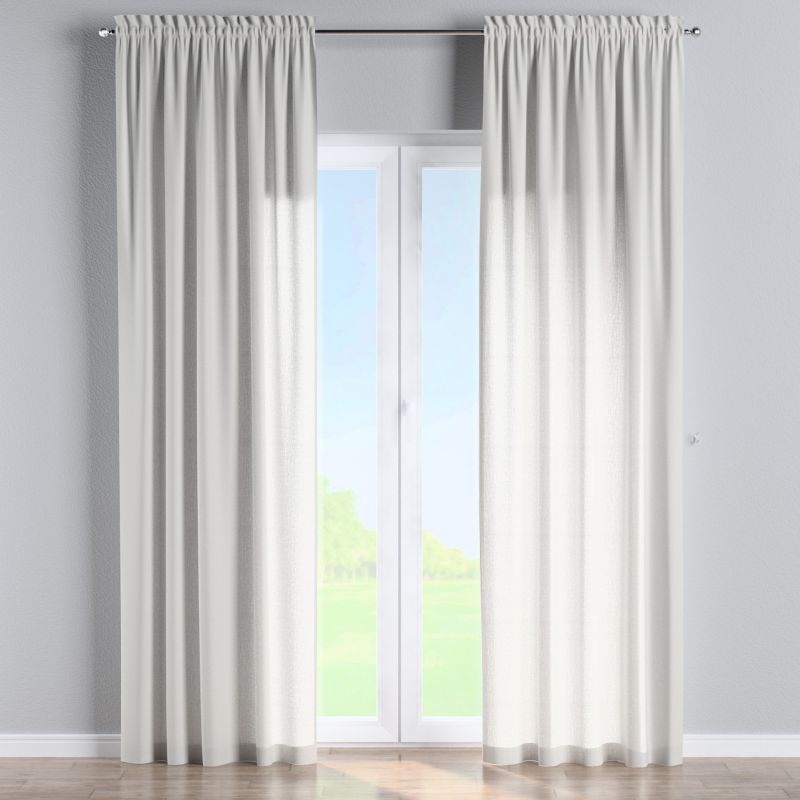 Zasłona na kanale z grzywką Dekoria 130x245 cm Linen ciepły biały 1 szt.