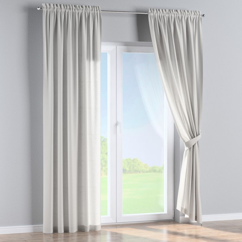 Zasłona na kanale z grzywką Dekoria 130x245 cm Linen ciepły biały 1 szt.