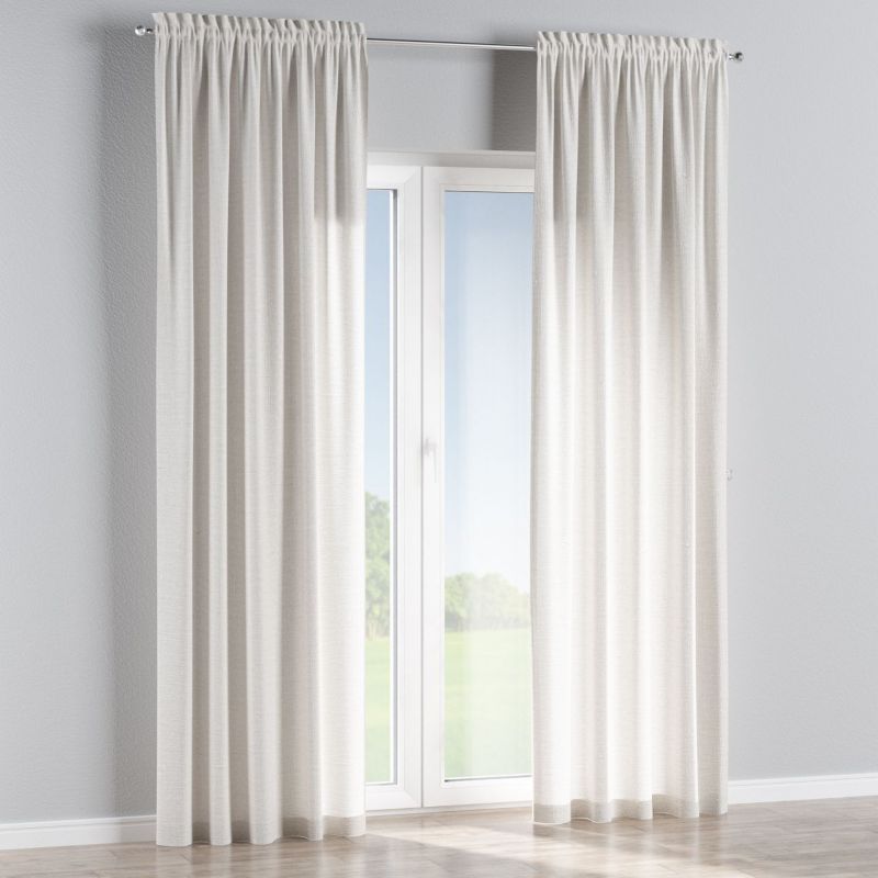 Zasłona na kanale z grzywką Dekoria 130x245 cm Linen śmietankowy biały 1 szt.
