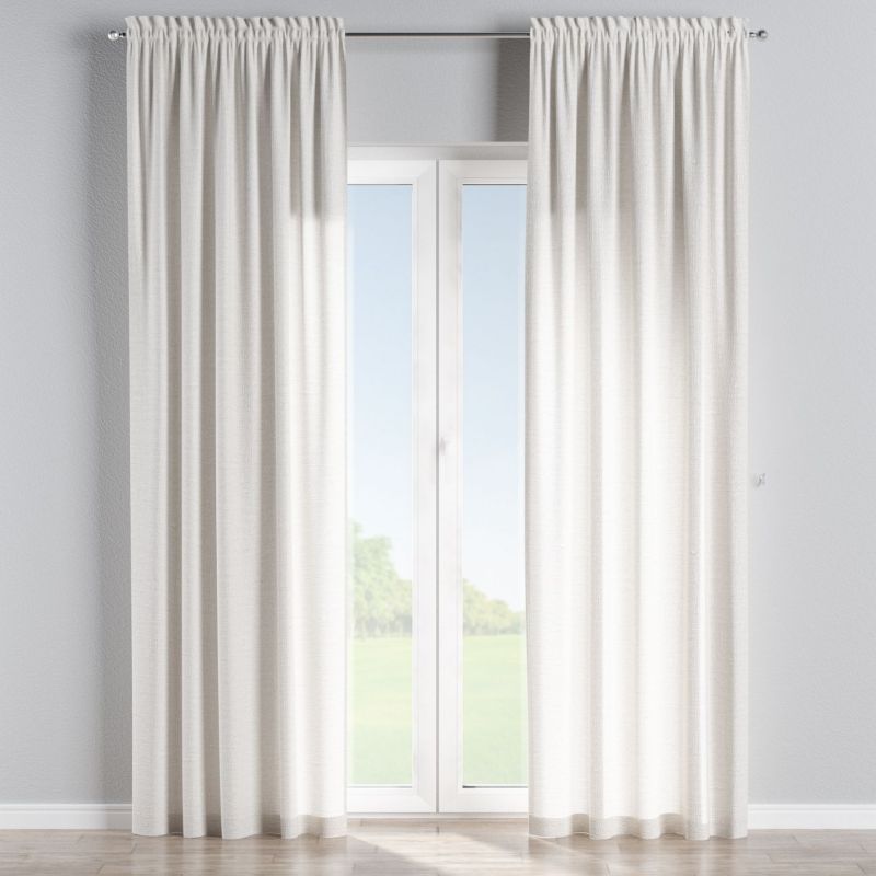 Zasłona na kanale z grzywką Dekoria 130x245 cm Linen śmietankowy biały 1 szt.