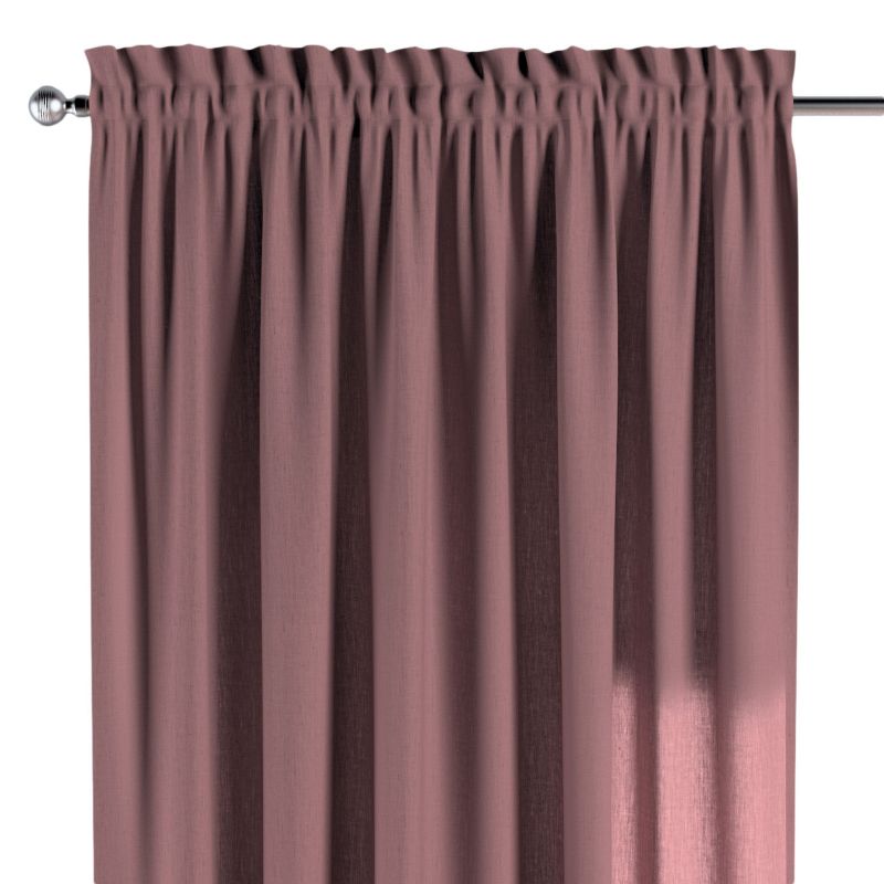 Zasłona na kanale z grzywką Dekoria 130x245 cm Linen zgaszony róż 1 szt.