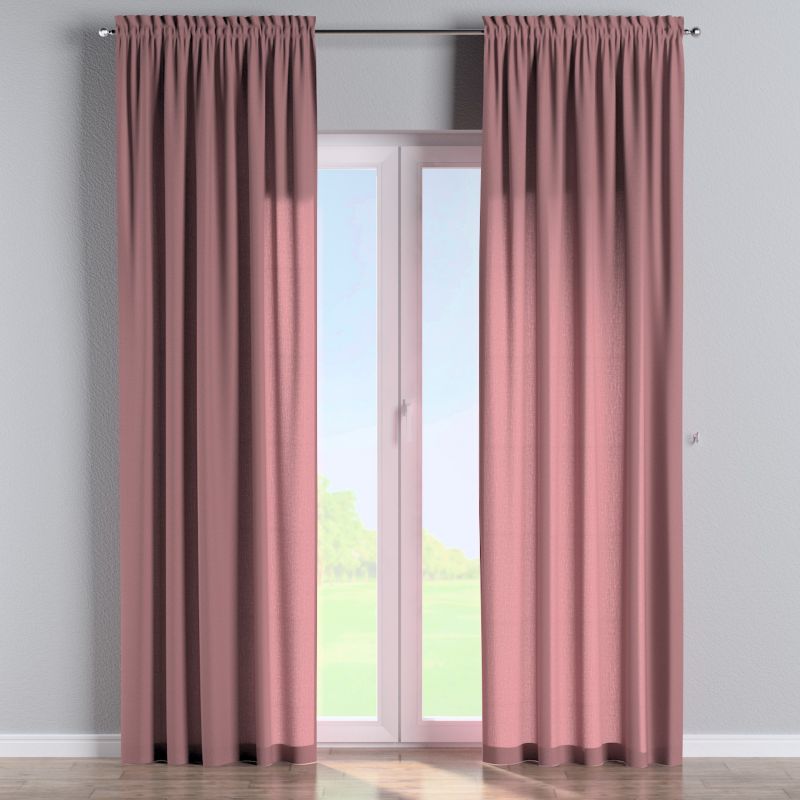 Zasłona na kanale z grzywką Dekoria 130x245 cm Linen zgaszony róż 1 szt.
